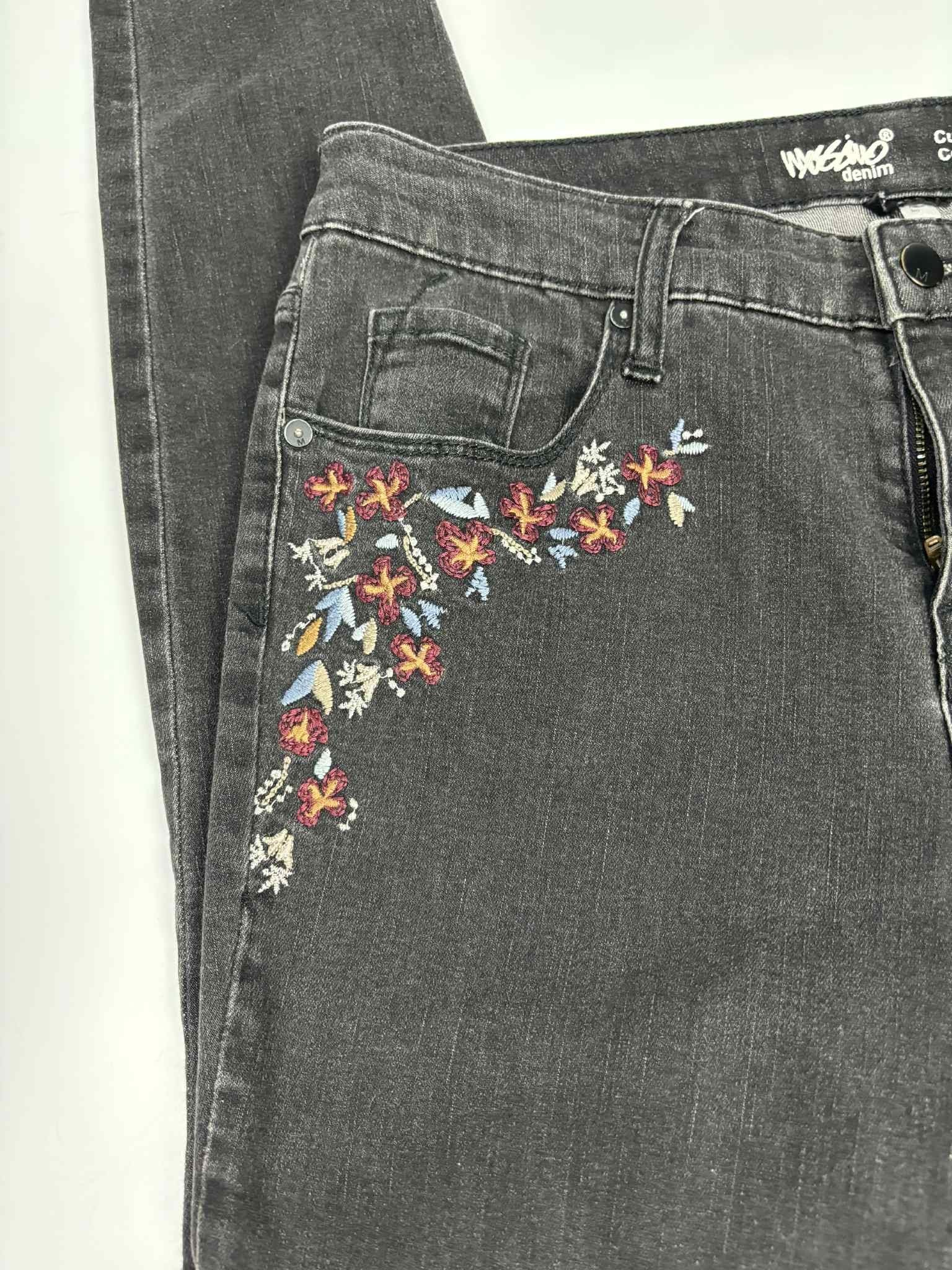 Mossino Black Embroidered Skinny Jeans – Size 6 (No Tag)