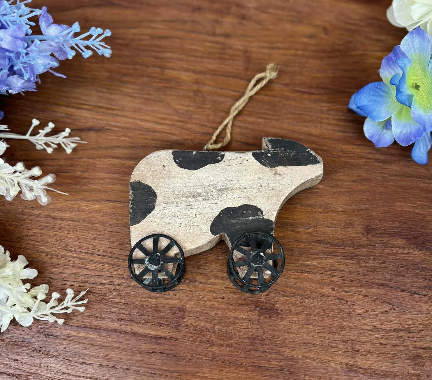 Rustic Cow Wood Hanging Decor
