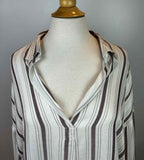 Perch by Blu-Pepper Striped Button-Front Blouse – 2XL
