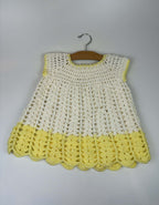 Hand-Crocheted Yellow & White Dress – Toddler Est. 2T-3T