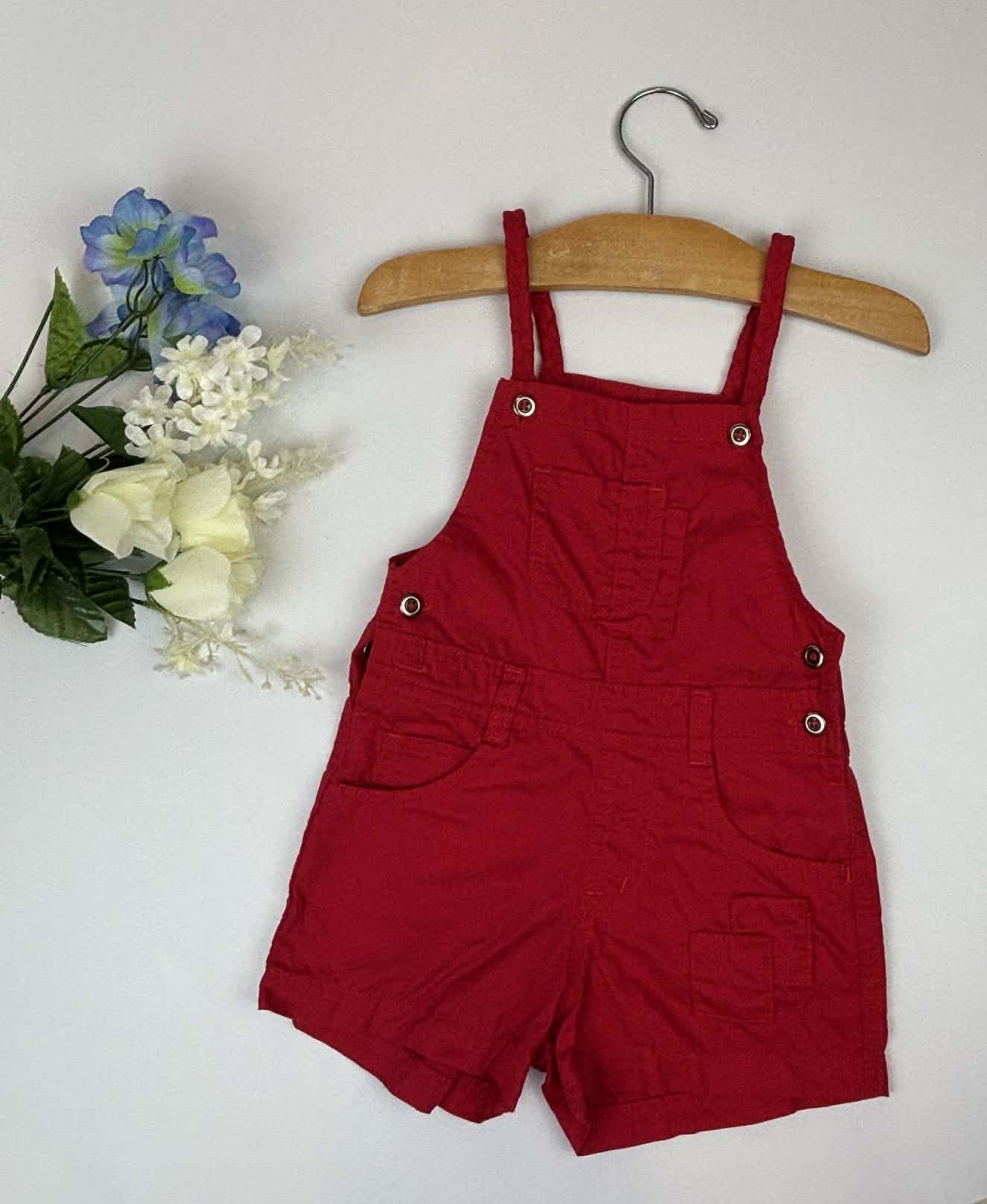 Bambini Red Shortall Overalls – Toddler Size L- Fits like 2T–3T