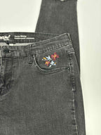 Mossino Black Embroidered Skinny Jeans – Size 6 (No Tag)