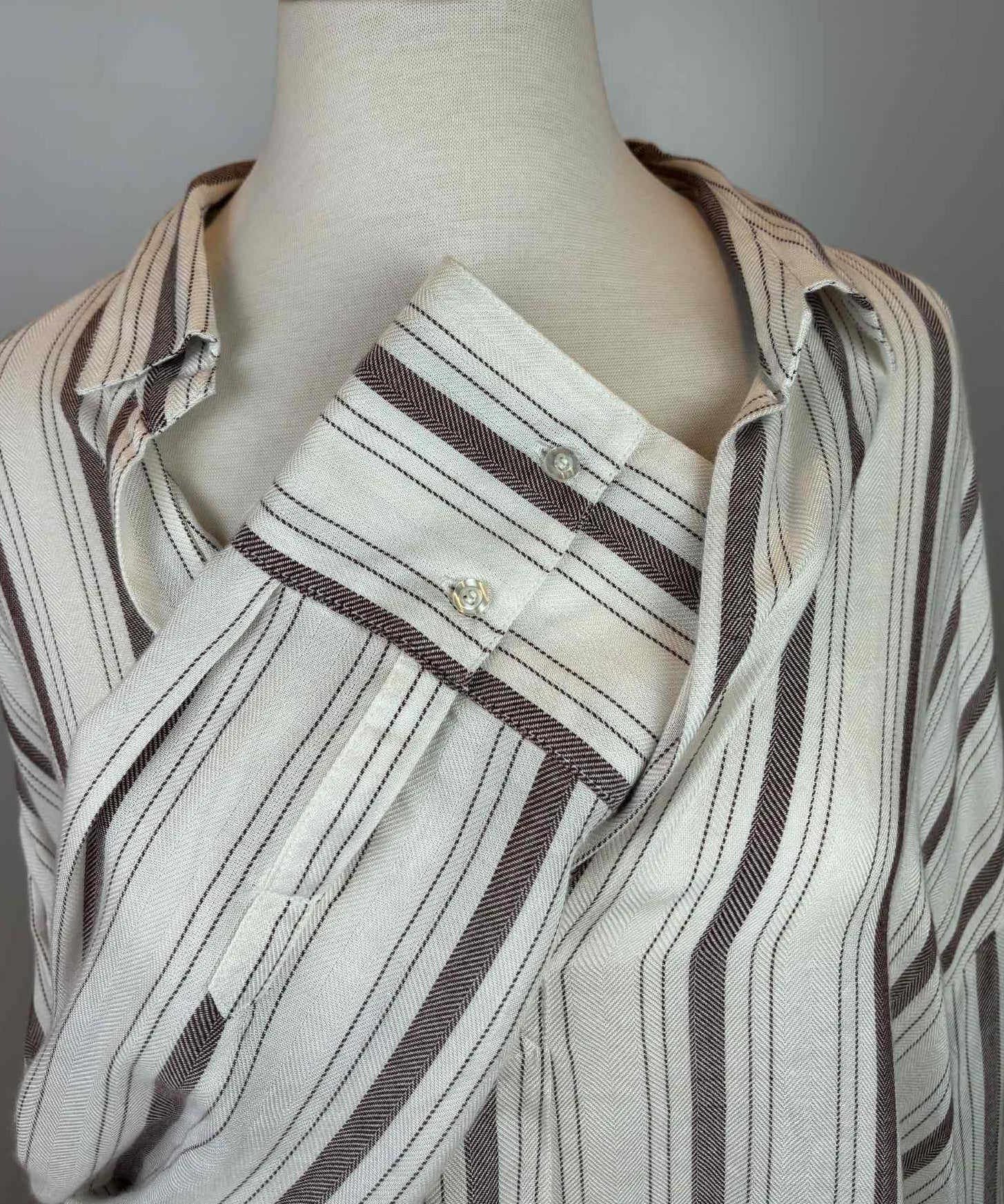Perch by Blu-Pepper Striped Button-Front Blouse – 2XL