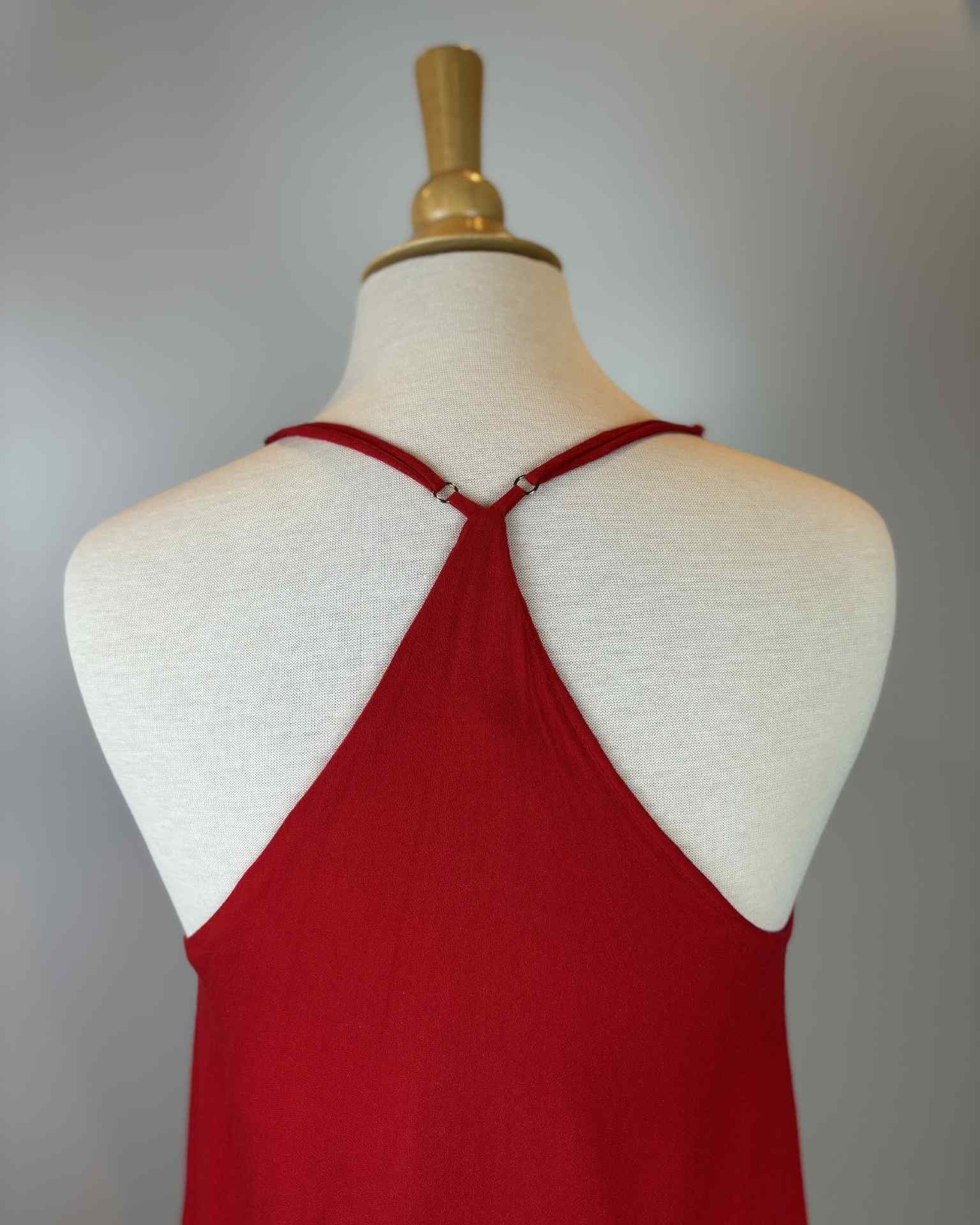 Ecoté Button-Front Red Cami Dress — Size Small
