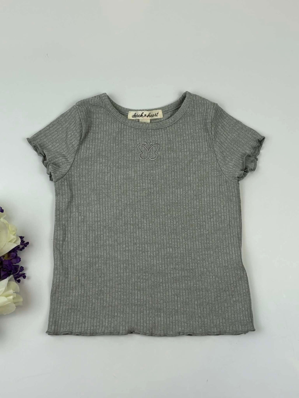 Derek Heart Butterfly Ribbed Top – 2T