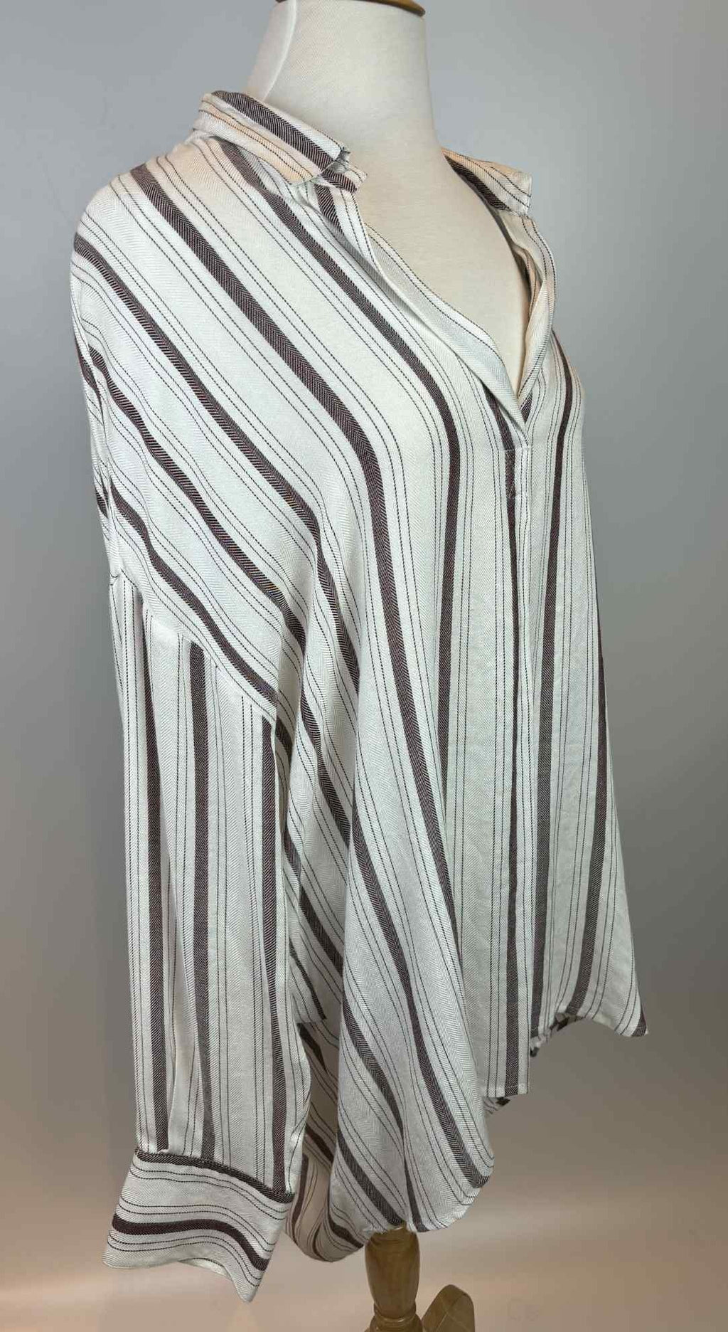 Perch by Blu-Pepper Striped Button-Front Blouse – 2XL