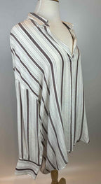 Perch by Blu-Pepper Striped Button-Front Blouse – 2XL