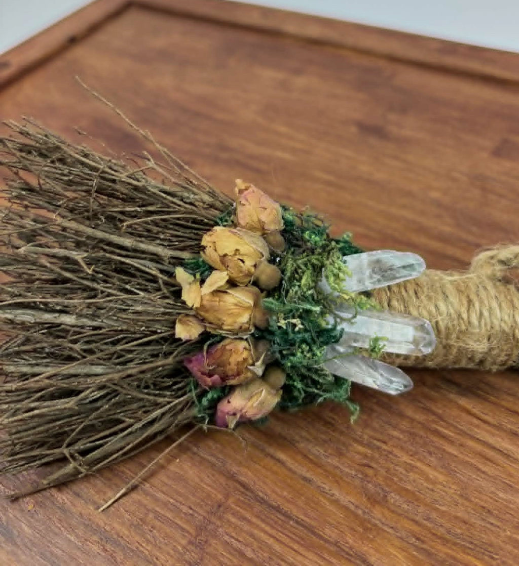 Rustic Floral Hanging Bundle with Crystals