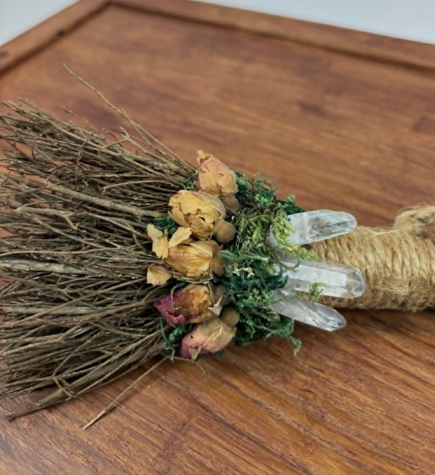 Rustic Floral Hanging Bundle with Crystals