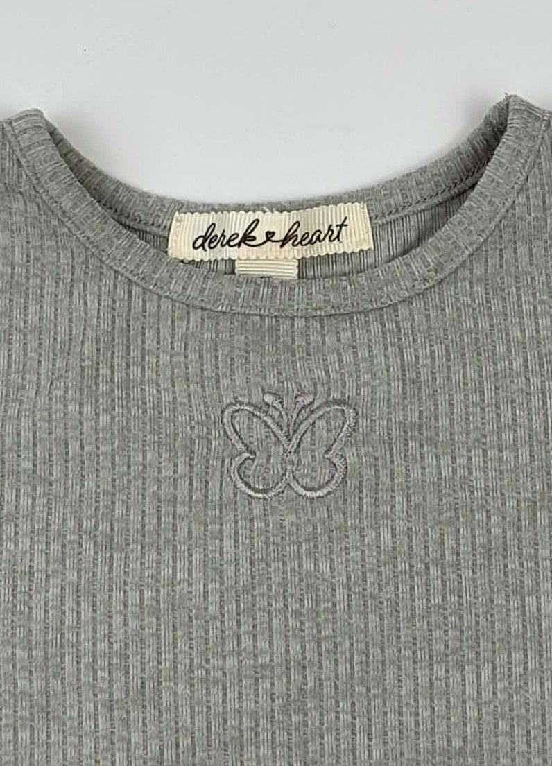 Derek Heart Butterfly Ribbed Top – 2T