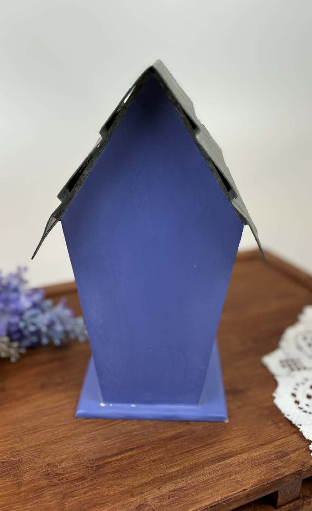 Hand-Painted Purple Wooden Birdhouse