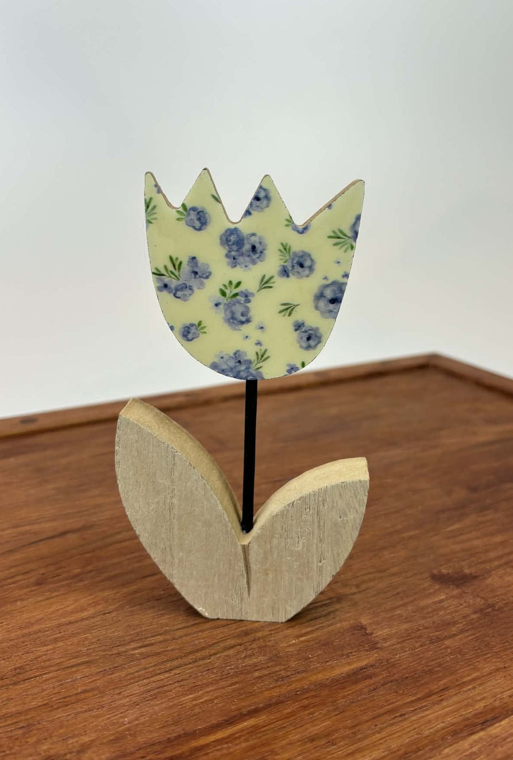Blue Floral Wooden Decor Set (Set of 3)