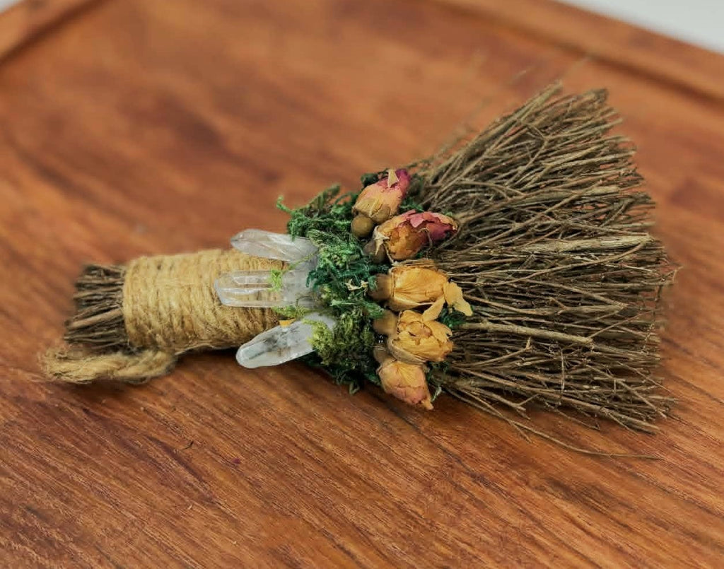 Rustic Floral Hanging Bundle with Crystals