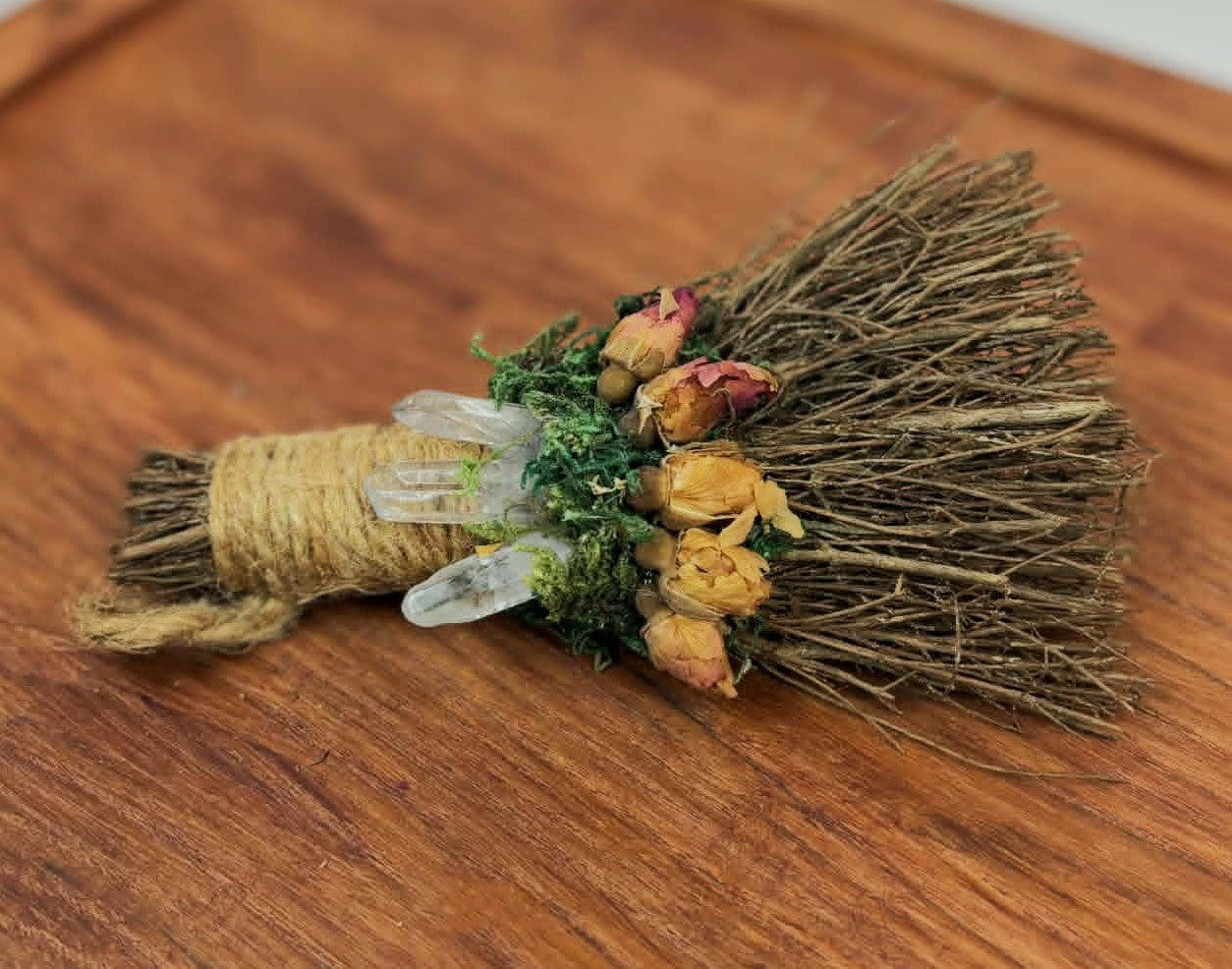Rustic Floral Hanging Bundle with Crystals