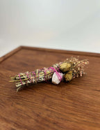 Hand-Tied Botanical Bundle with Crystal – Dried Floral Sage Bundle