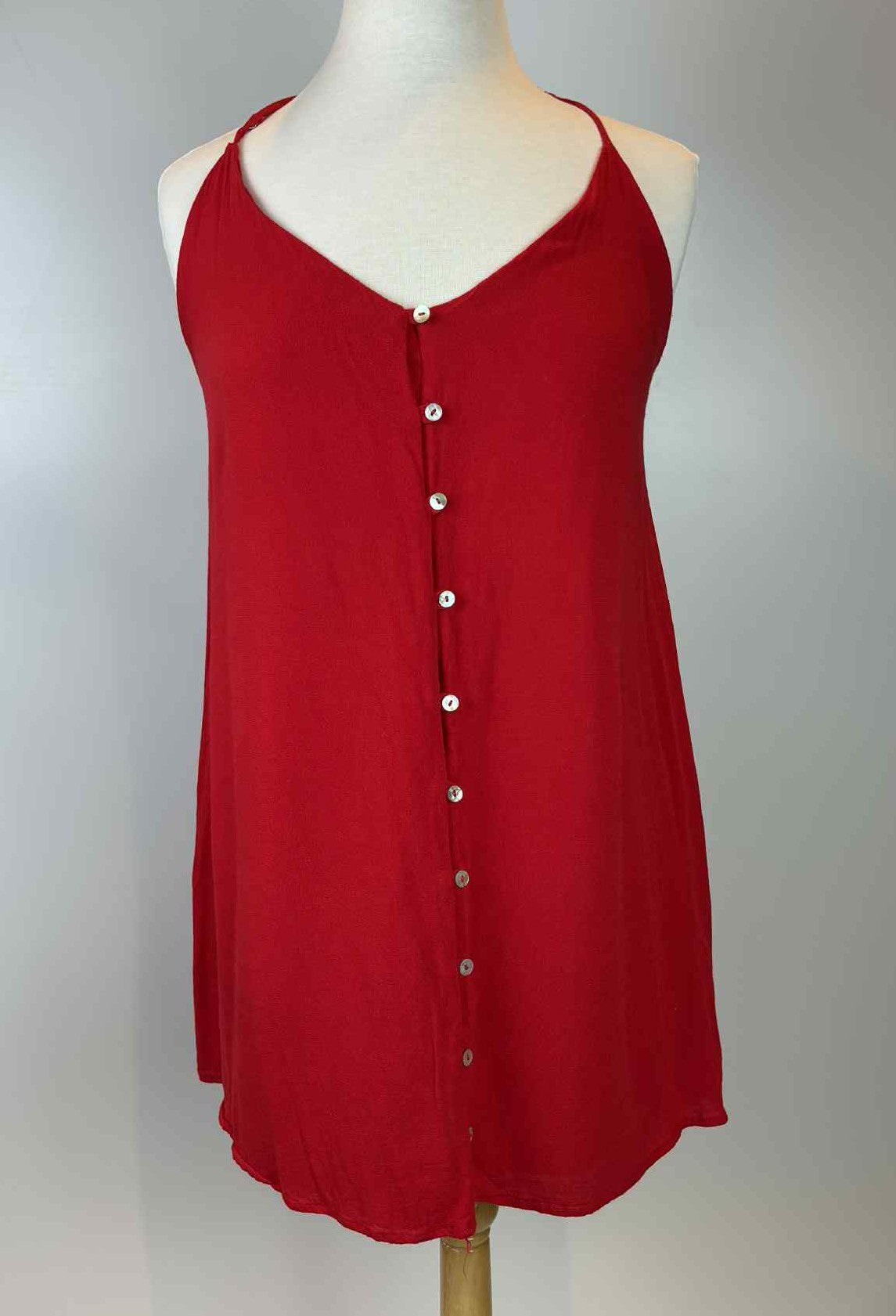 Ecoté Button-Front Red Cami Dress — Size Small