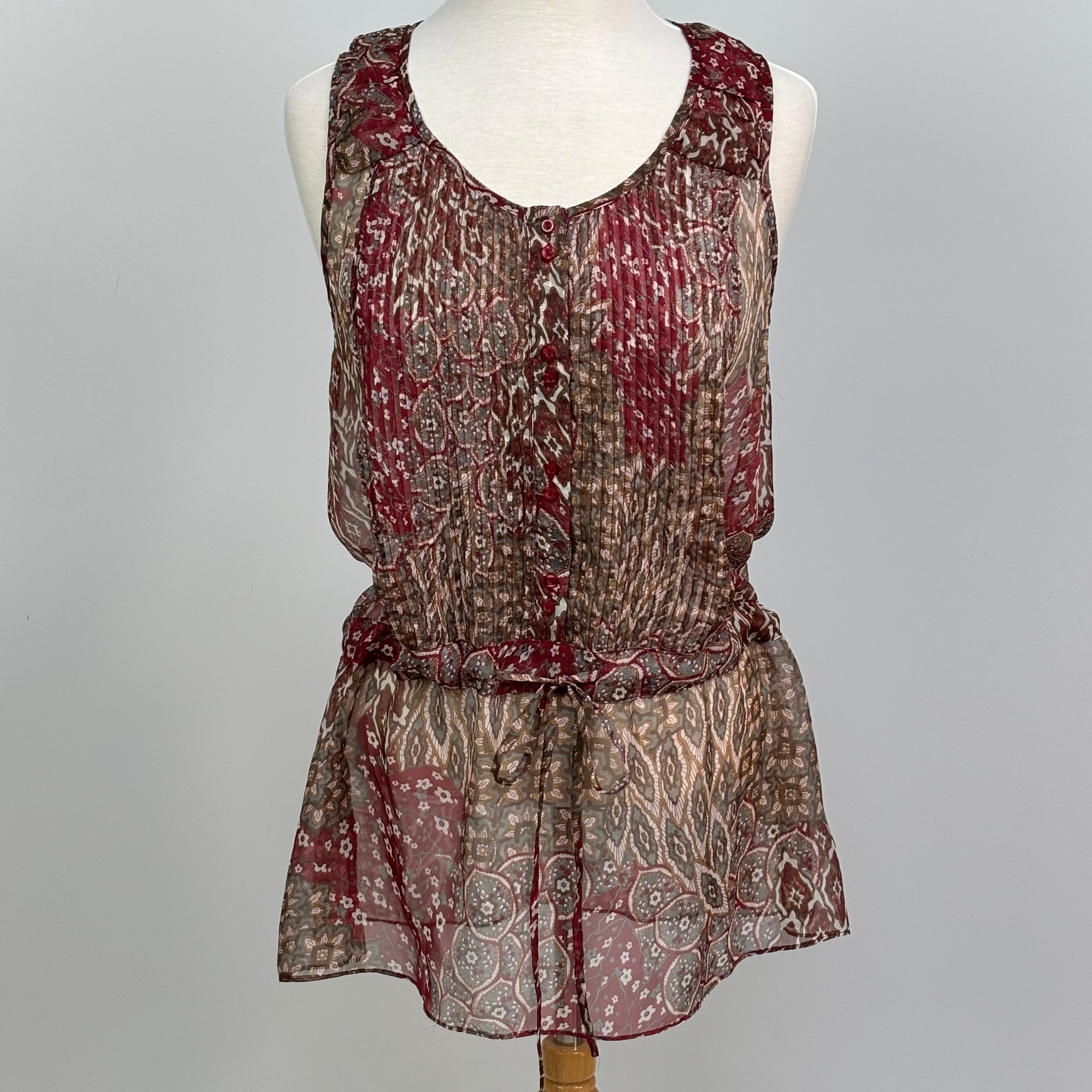 Silk Sleeveless Boho Tunic – Size L