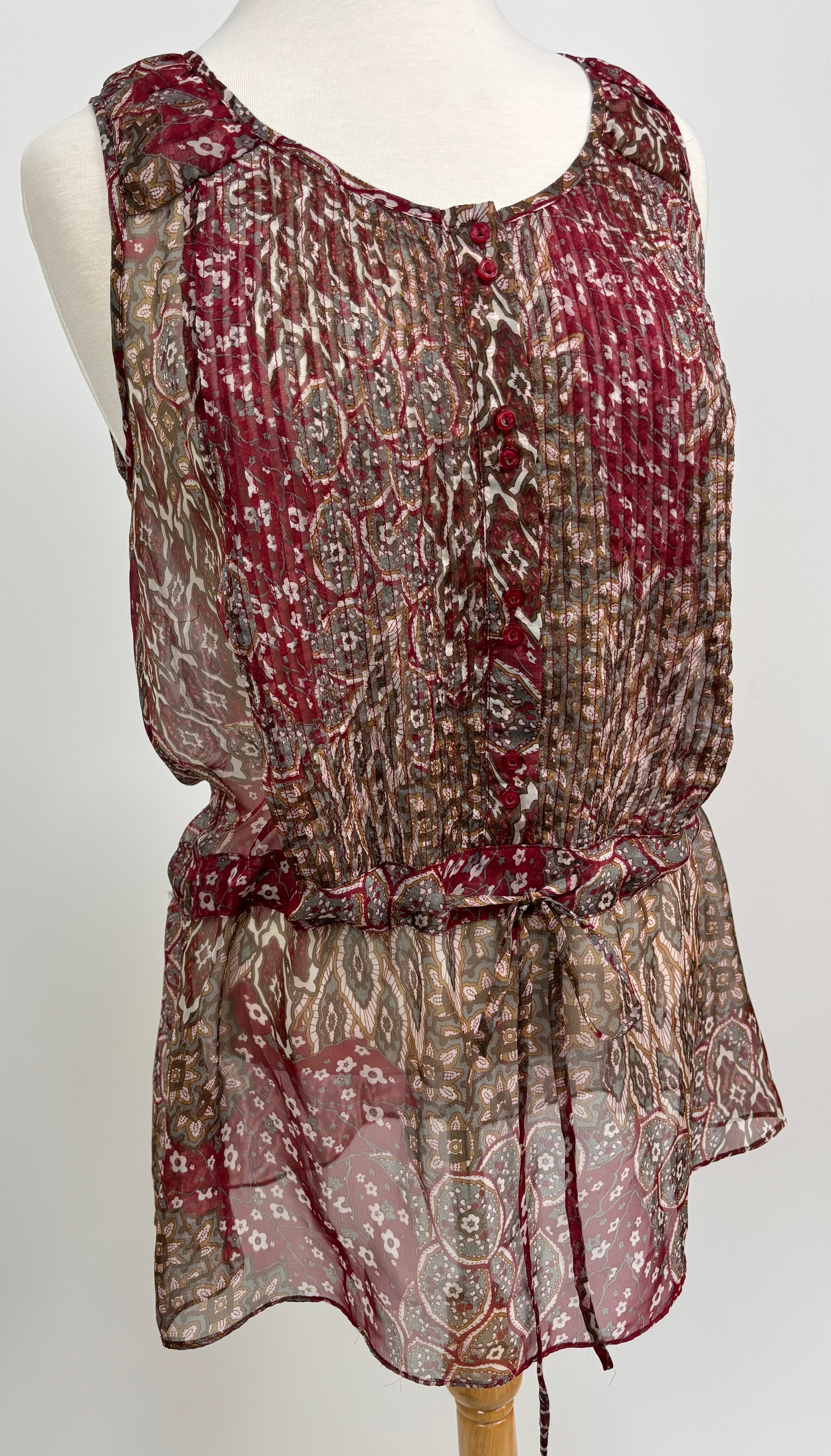Silk Sleeveless Boho Tunic – Size L