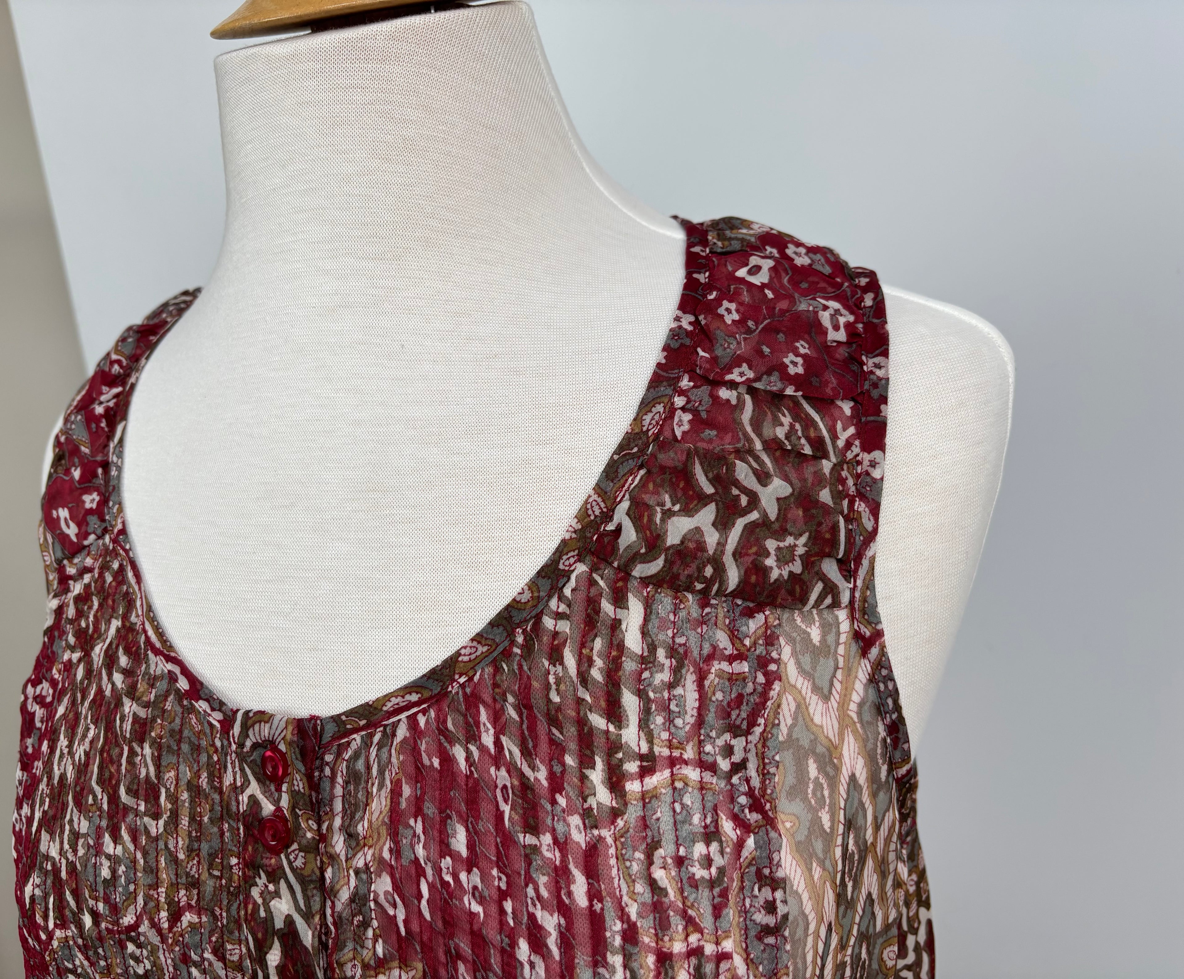 Silk Sleeveless Boho Tunic – Size L