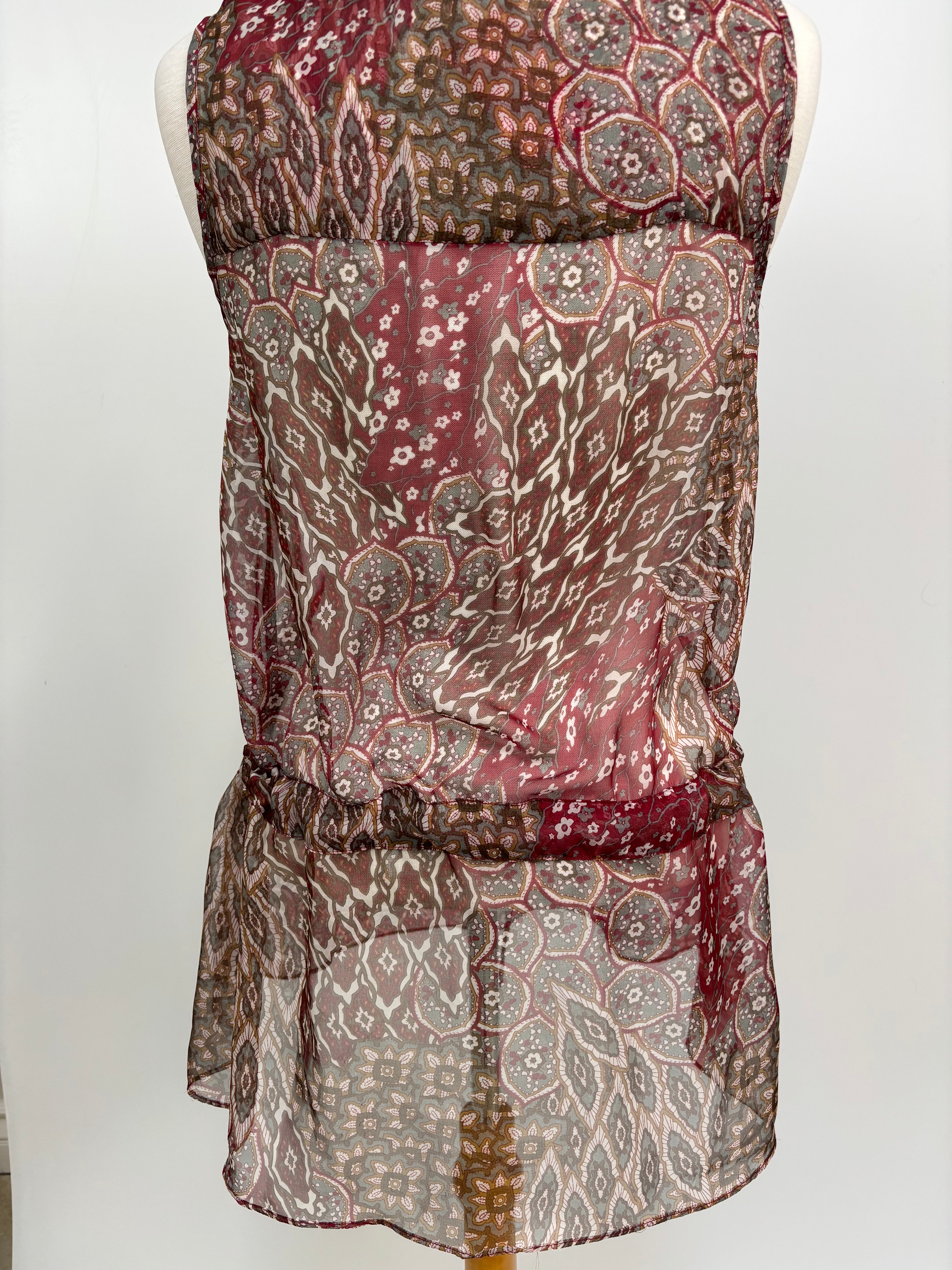 Silk Sleeveless Boho Tunic – Size L