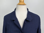 Navy Blue Button-Front Longline Shirt Jacket – Size Large