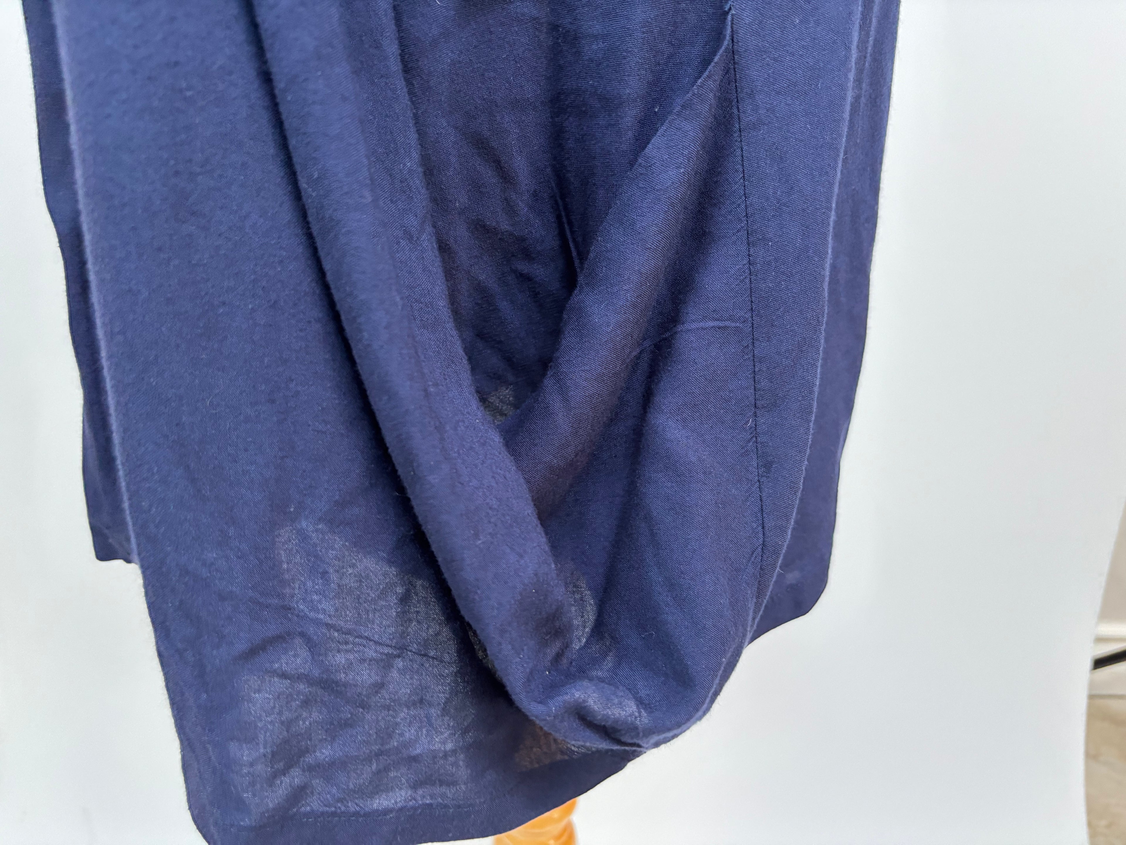 Navy Blue Button-Front Longline Shirt Jacket – Size Large