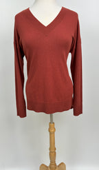 Matty M Women’s Burnt Orange V-Neck Sweater – Size Medium