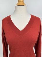 Matty M Women’s Burnt Orange V-Neck Sweater – Size Medium