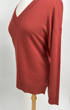 Matty M Women’s Burnt Orange V-Neck Sweater – Size Medium
