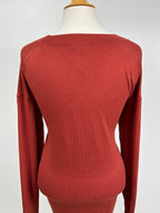 Matty M Women’s Burnt Orange V-Neck Sweater – Size Medium