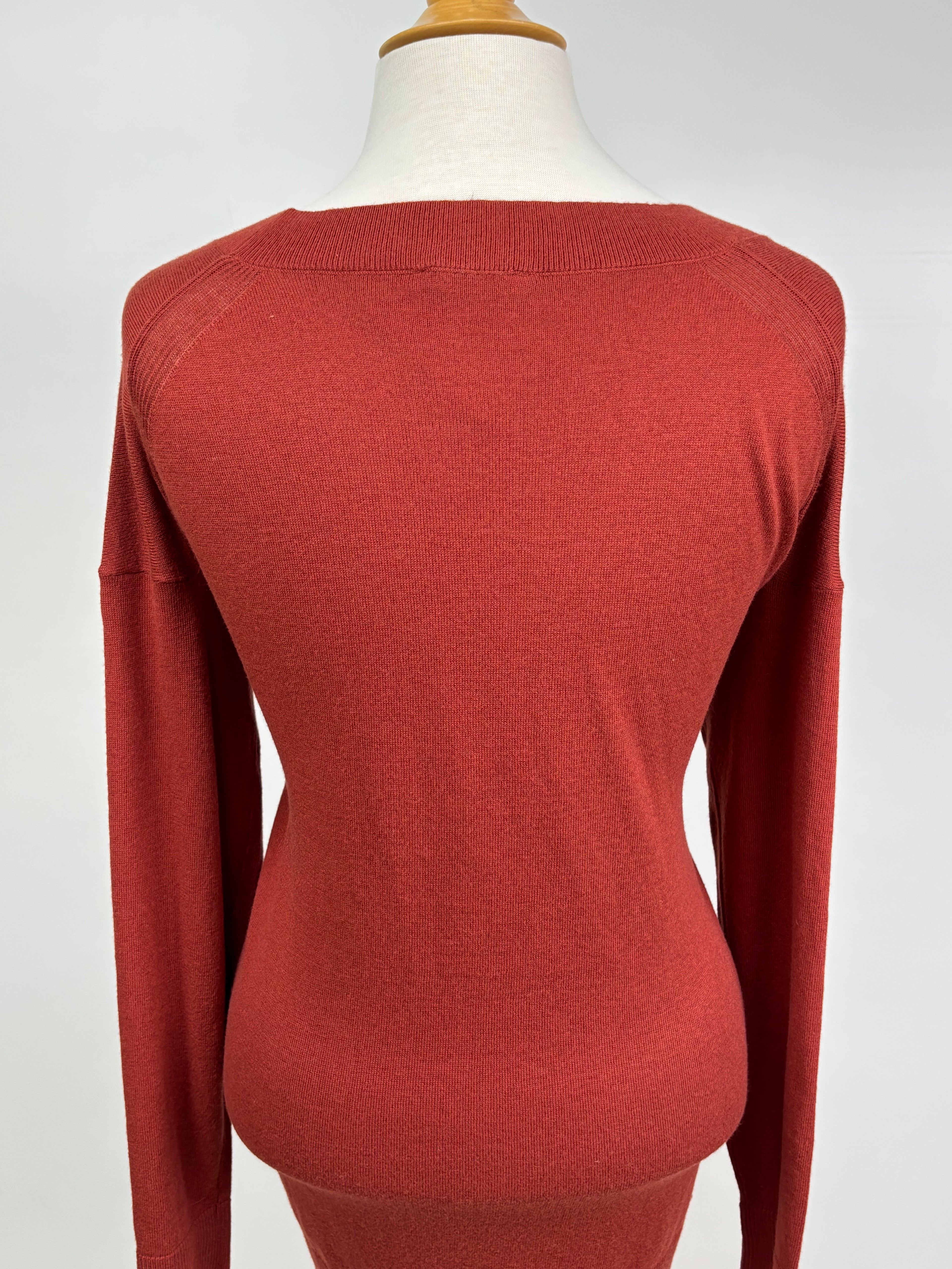 Matty M Women’s Burnt Orange V-Neck Sweater – Size Medium