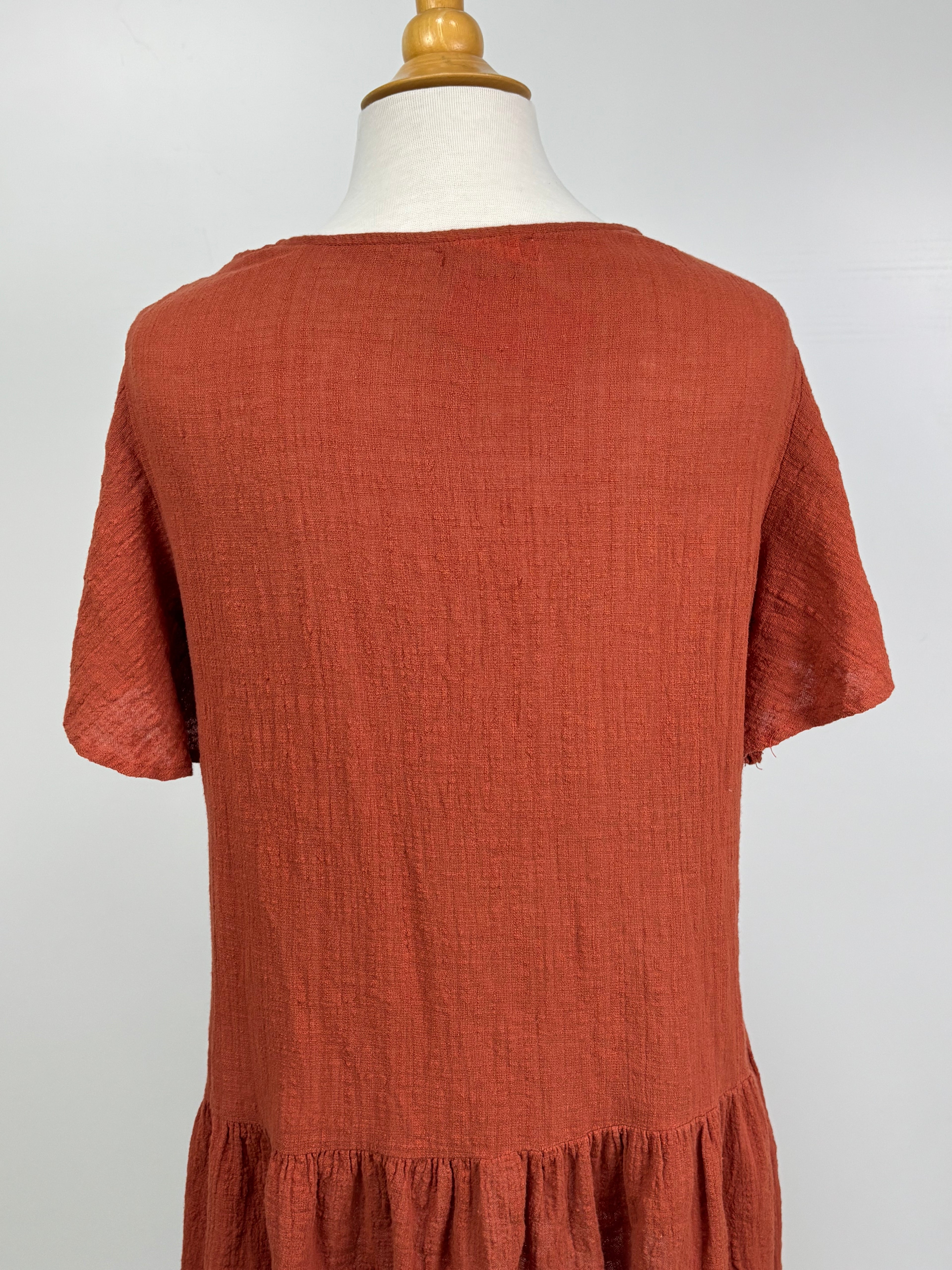 Little Lies Burnt Orange Cotton Ruffle Top – Size 12