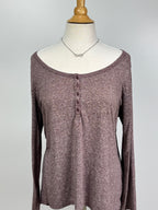 Purple Long Sleeve Henley Top – Size Large