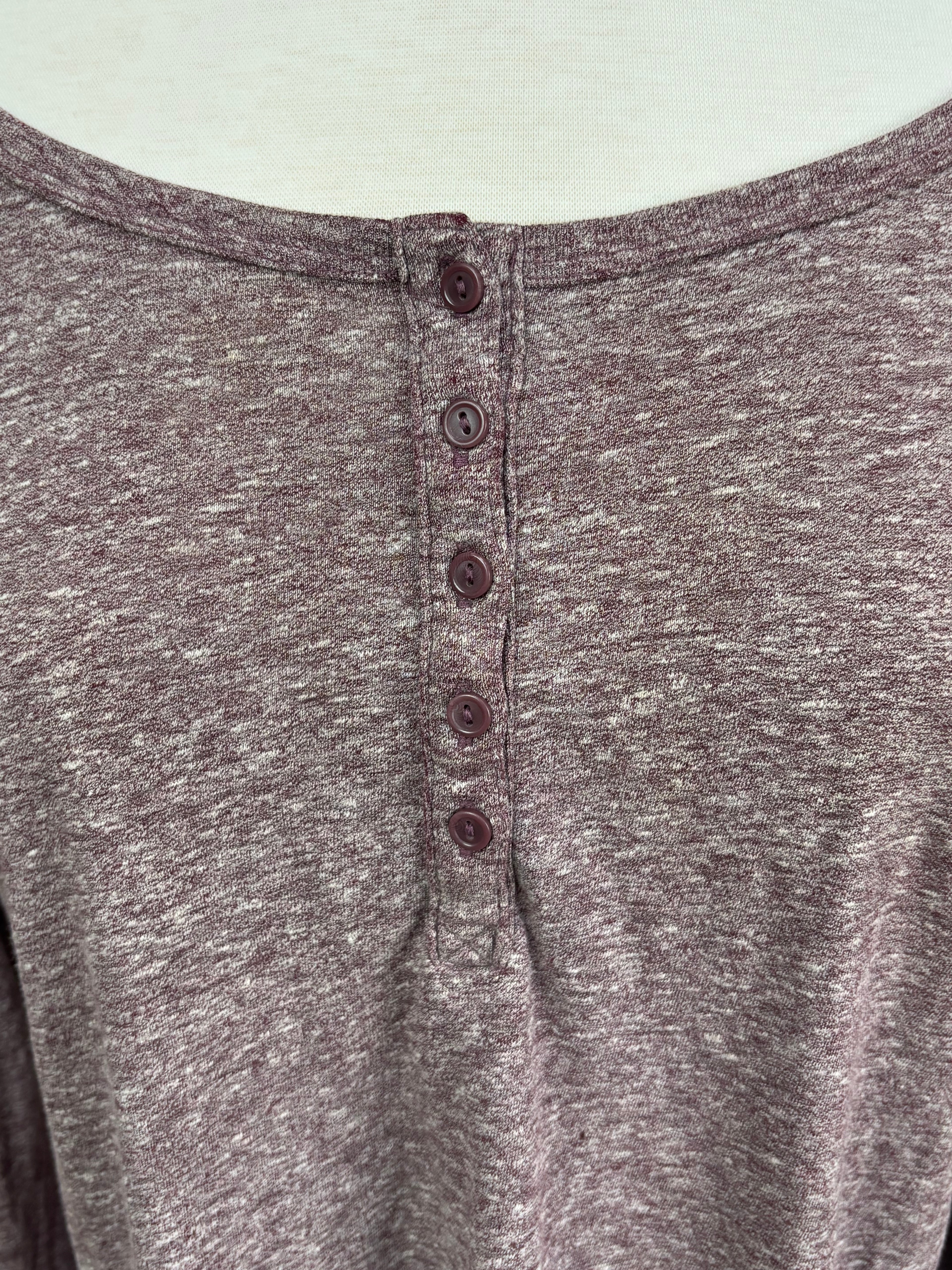 Purple Long Sleeve Henley Top – Size Large