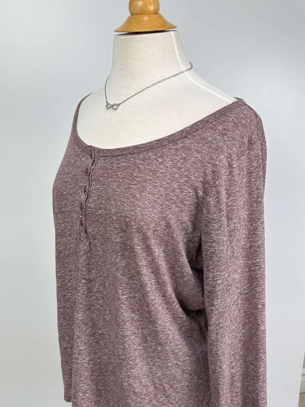 Purple Long Sleeve Henley Top – Size Large