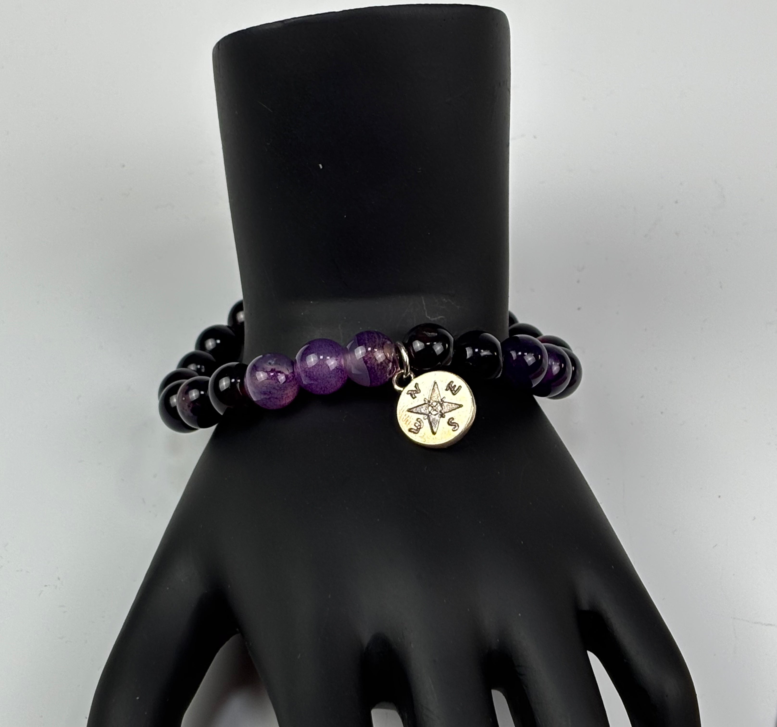 Purple Compass Beaded Bracelet