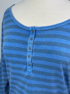 Blue Striped Long Sleeve Henley –  Size XL