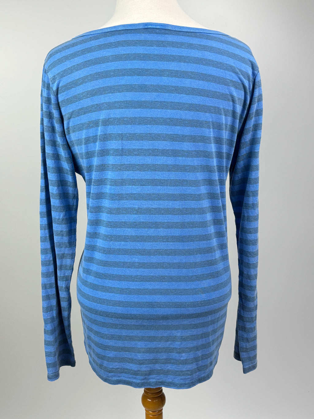 Blue Striped Long Sleeve Henley –  Size XL