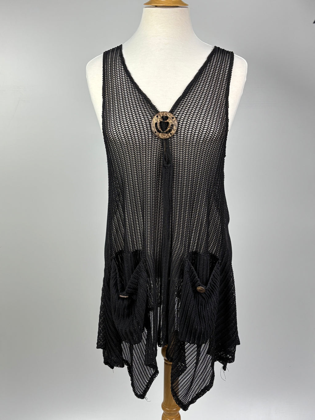 Black Open-Knit Swimsuit Cover-Up – Size L/XL