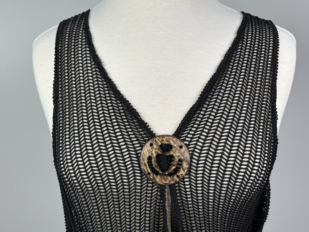 Black Open-Knit Swimsuit Cover-Up – Size L/XL