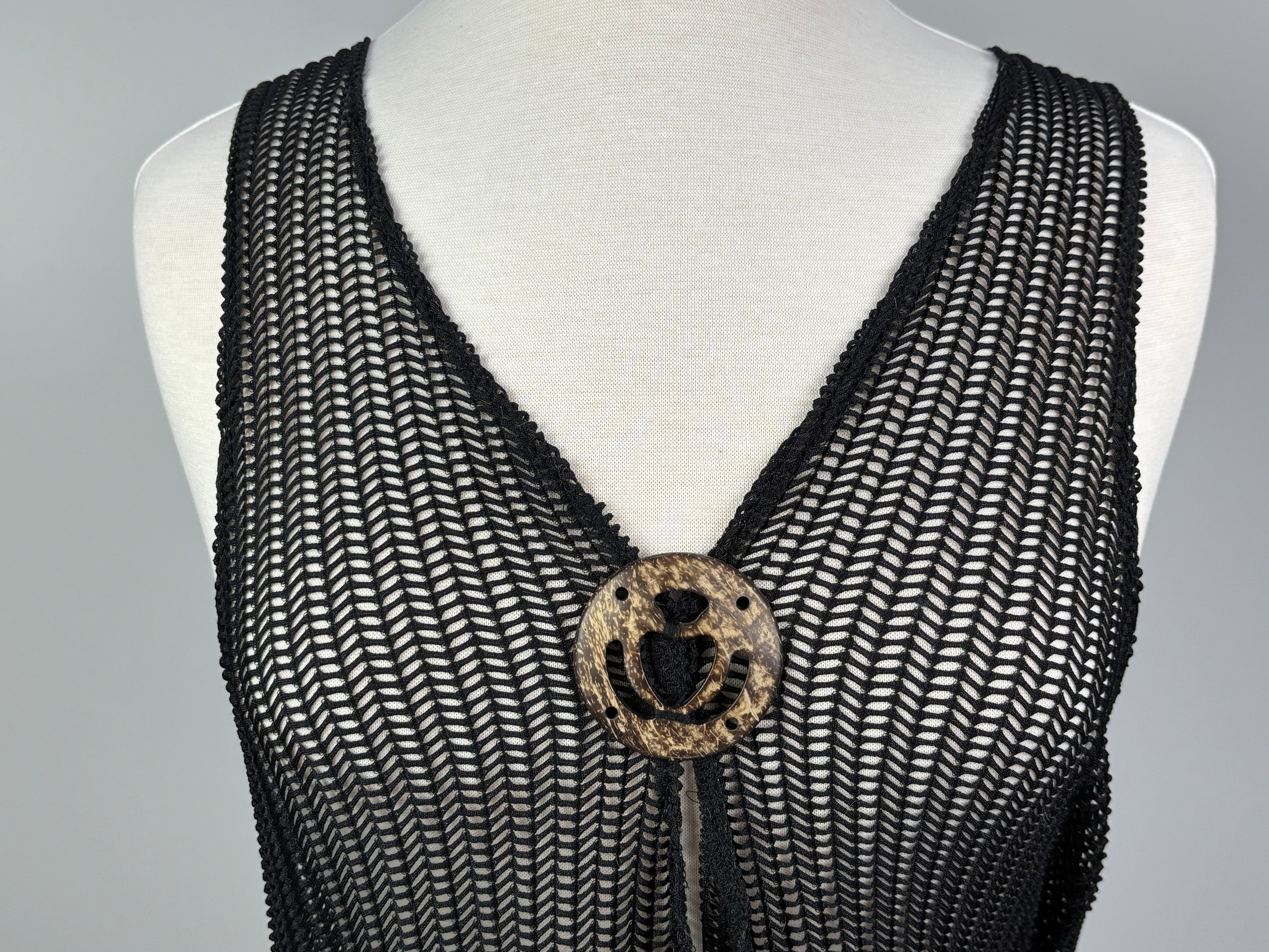 Black Open-Knit Swimsuit Cover-Up – Size L/XL