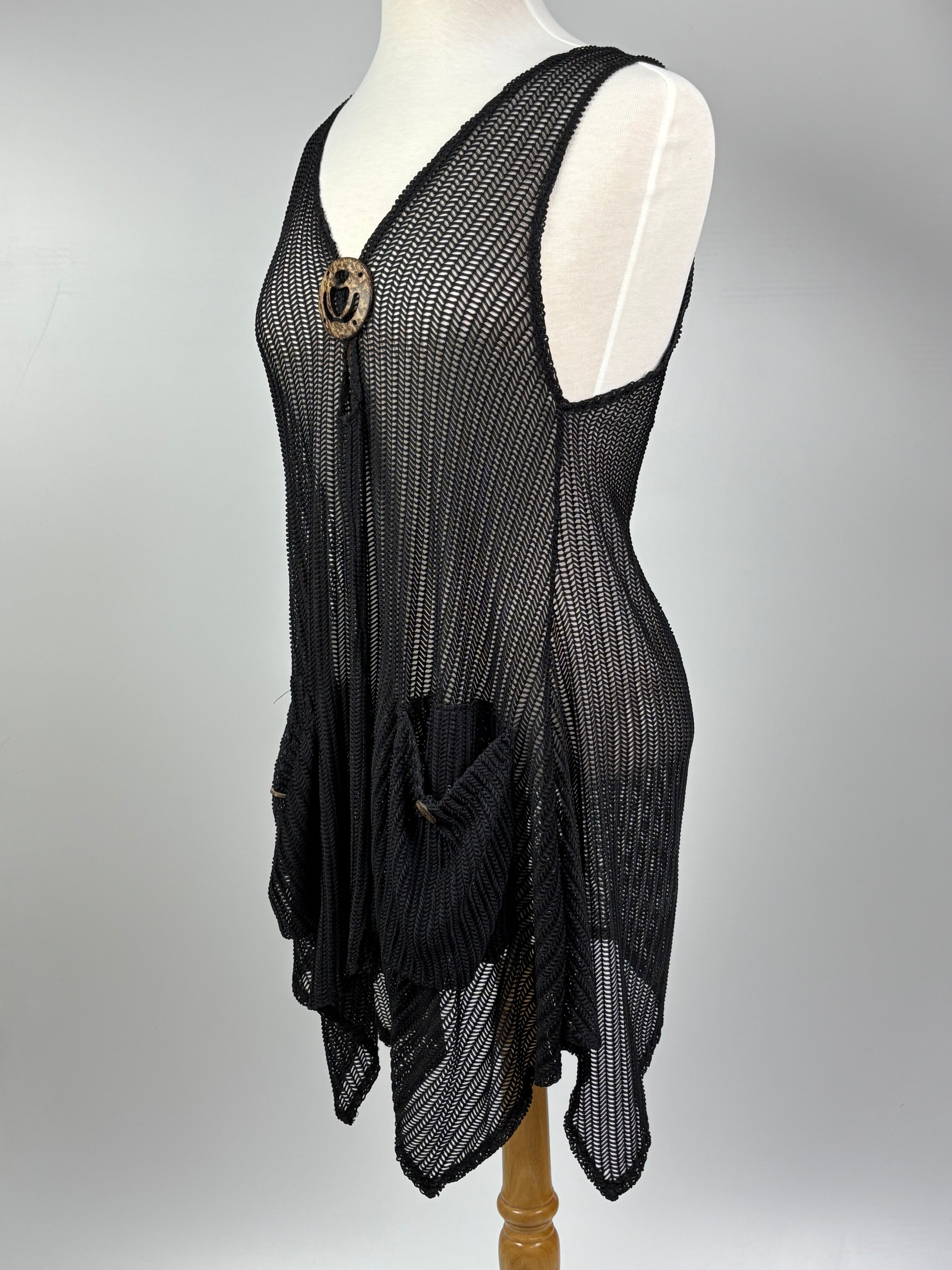 Black Open-Knit Swimsuit Cover-Up – Size L/XL