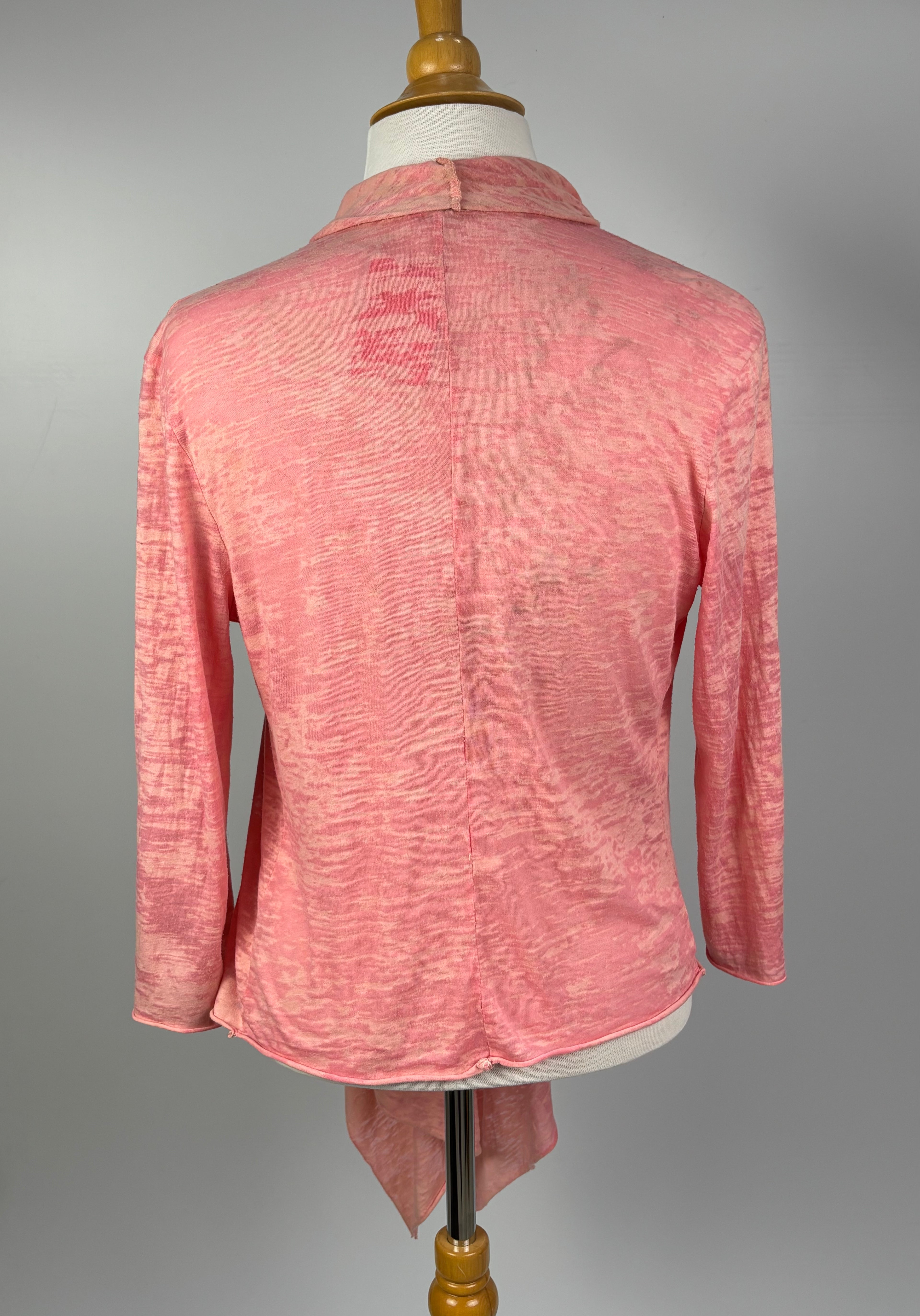 Draped Open-Front Pink Cardigan – Size Small