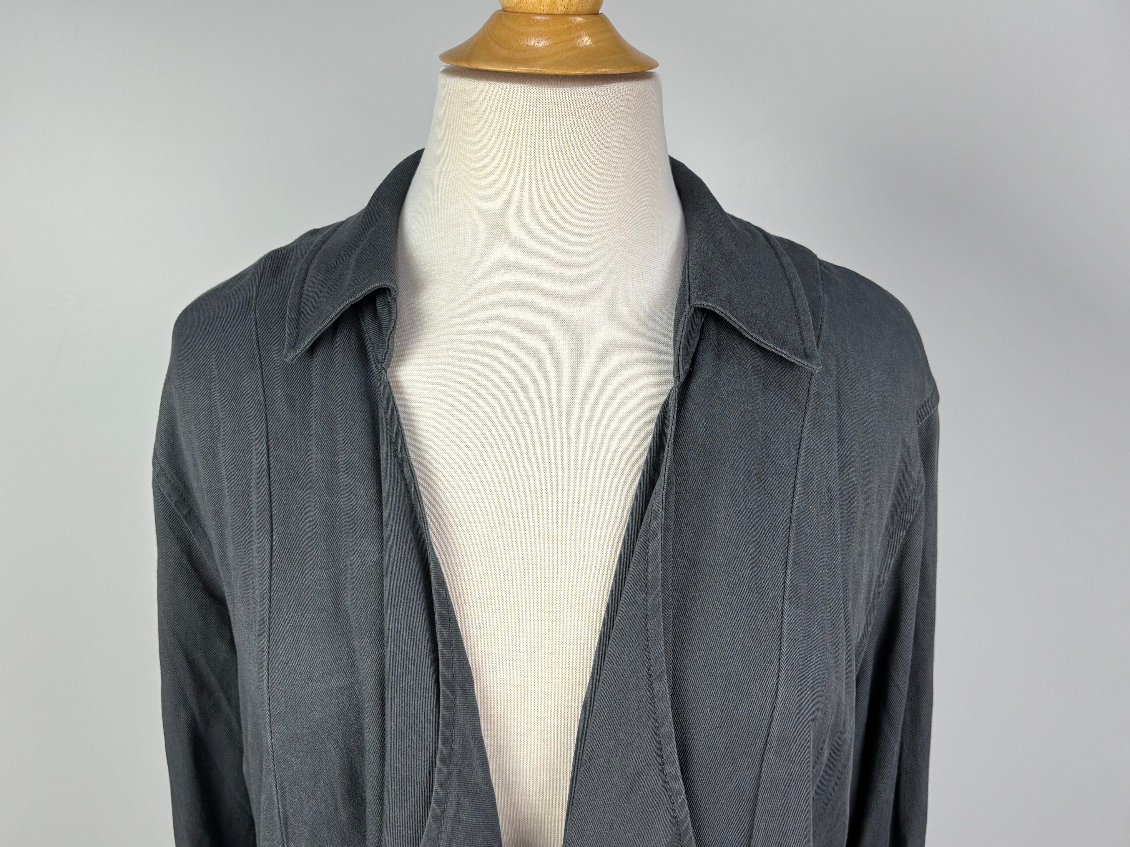 Draped Open-Front Cardigan with Roll-Up Sleeves – Size Large