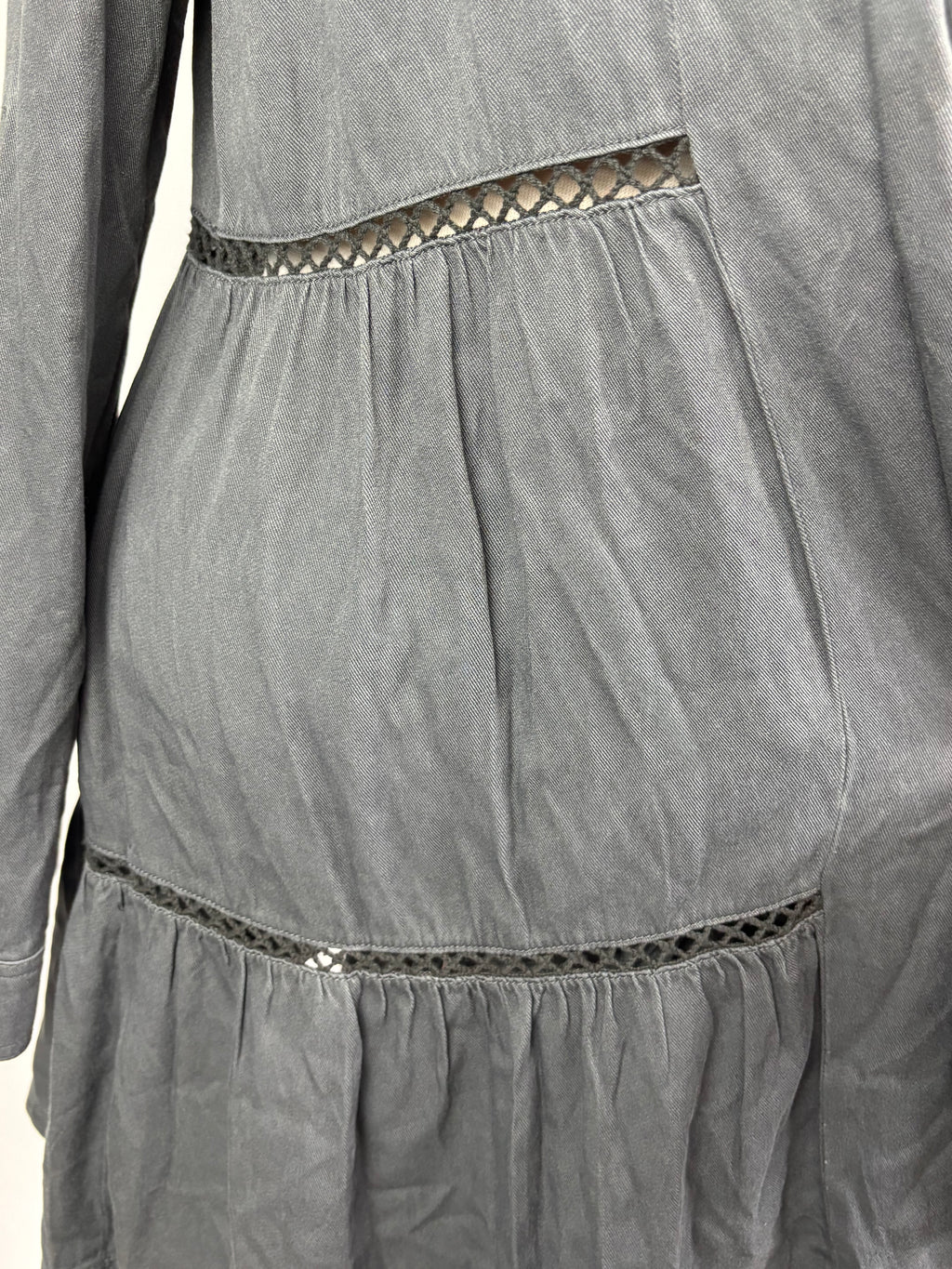 Draped Open-Front Cardigan with Roll-Up Sleeves – Size Large
