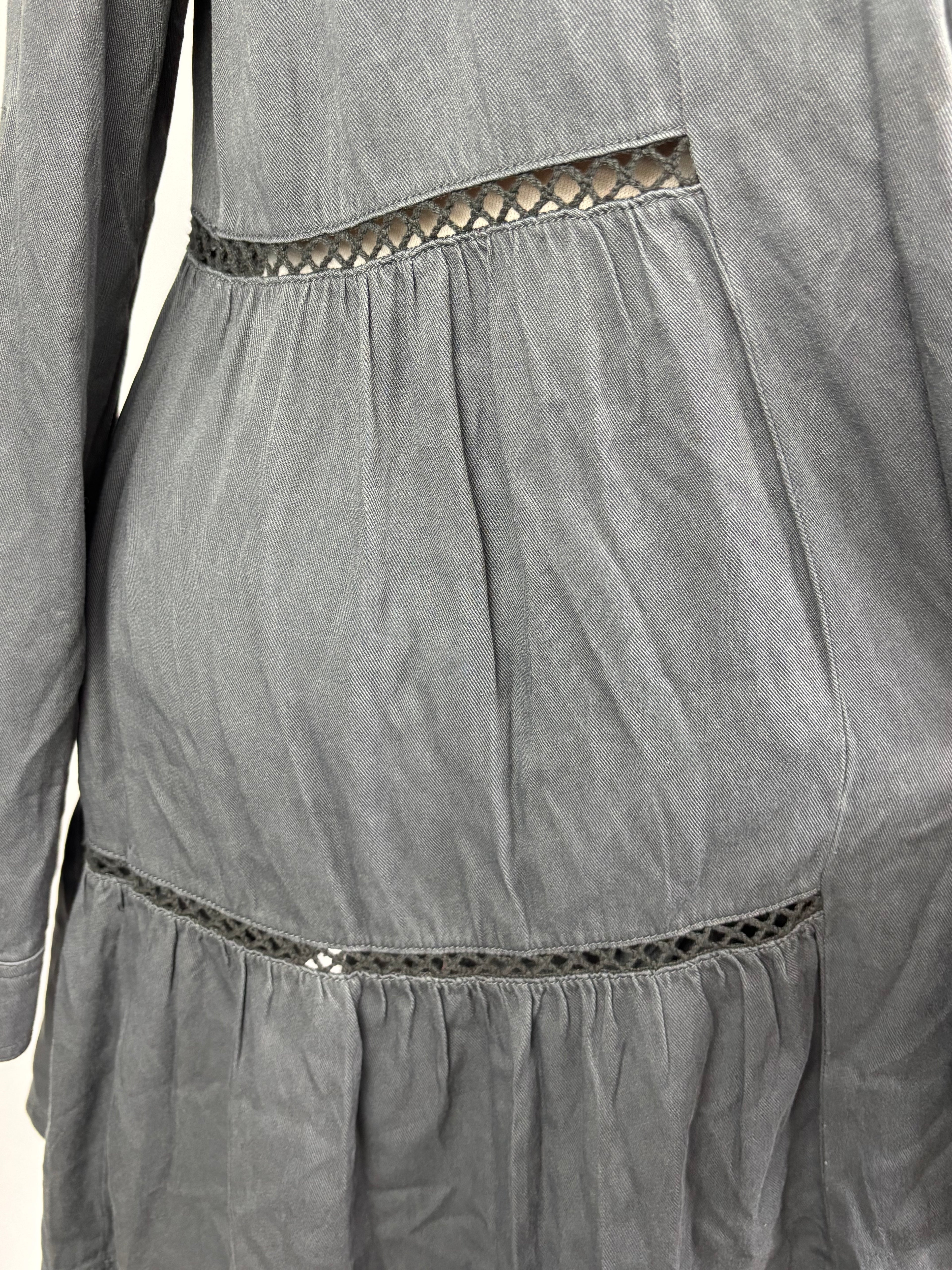 Draped Open-Front Cardigan with Roll-Up Sleeves – Size Large