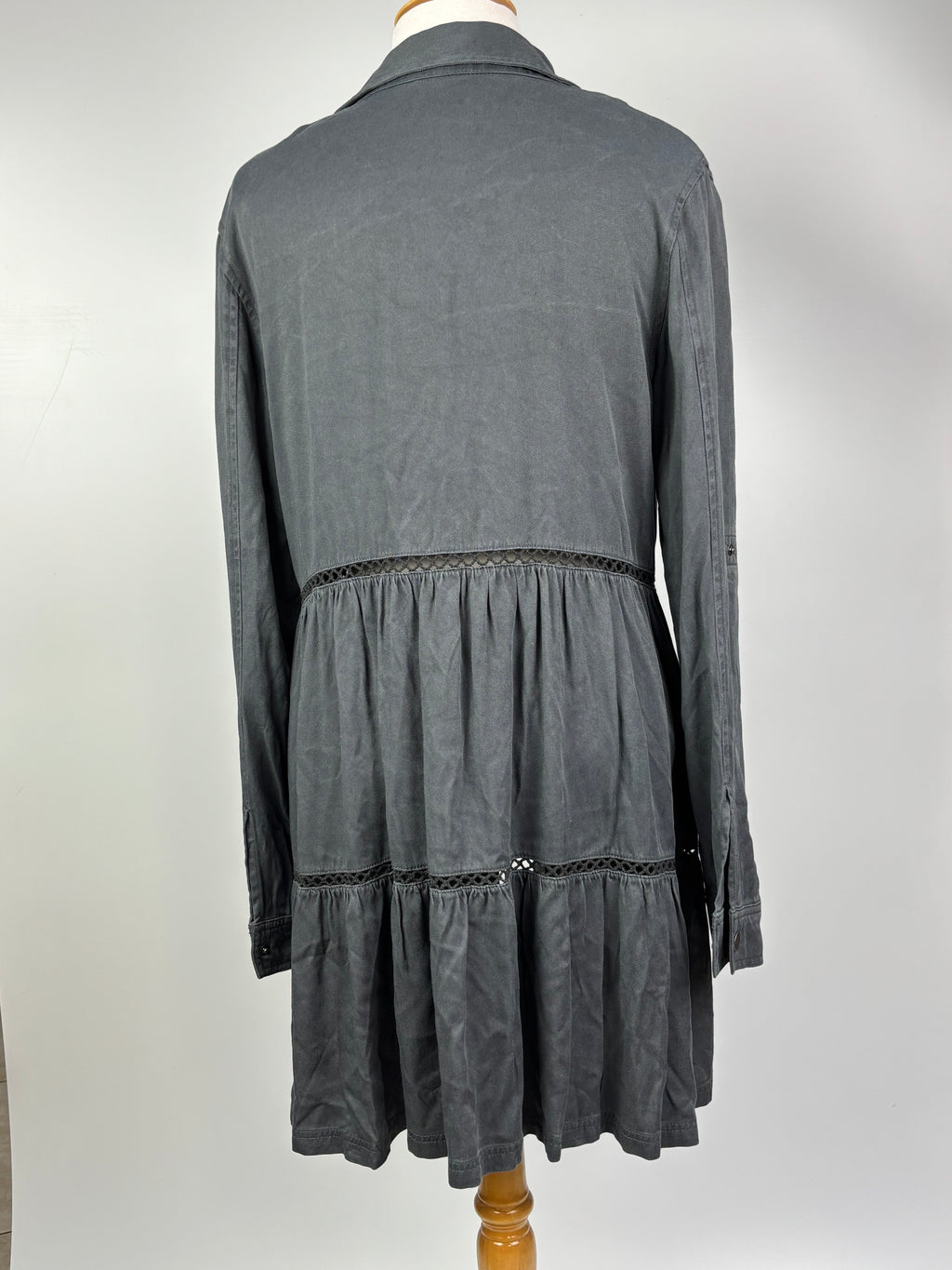 Draped Open-Front Cardigan with Roll-Up Sleeves – Size Large