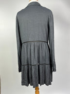 Draped Open-Front Cardigan with Roll-Up Sleeves – Size Large