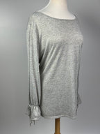 Coverstitched Gray Open-Sleeve Sweater – Size XL