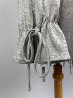 Coverstitched Gray Open-Sleeve Sweater – Size XL